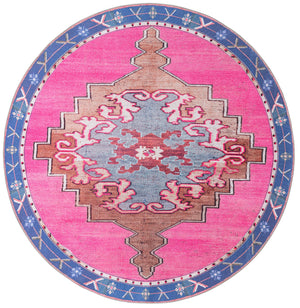 Unique Loom Timeless Thomas Machine Made Medallion Rug Fuchsia, Violet/Red/Ivory/Black/Brown 7' 7" x 7' 9"