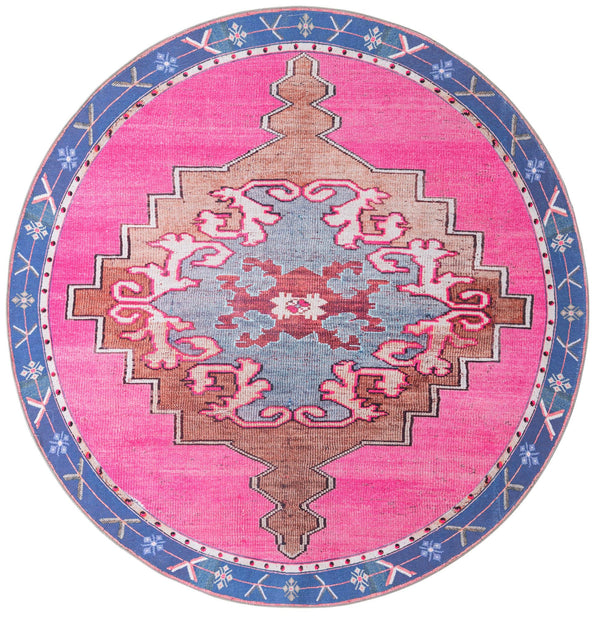 Unique Loom Timeless Thomas Machine Made Medallion Rug Fuchsia, Violet/Red/Ivory/Black/Brown 7' 7" x 7' 9"