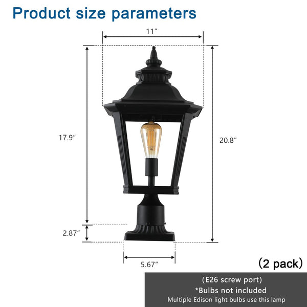 English Elm 21"(h) Matte Black Aluminum Post Lanterns Set of Two for Driveway Garden Path W2312P415983