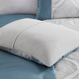 Madison Park Lori Traditional 6 Piece Jacquard Comforter Set with Throw Pillows MP10-8436 Teal/Silver