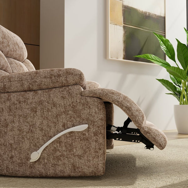 English Elm Swivel Glider Recliner Plush Upholstered Chair for Contemporary Living Rooms Beige Brown B339P422560