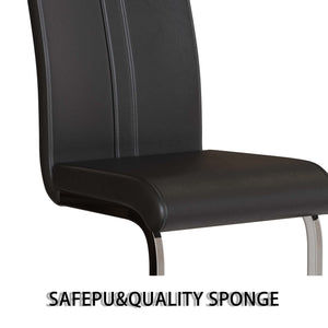 English Elm 63" Modern-Medieval Cream Dining Table Set With 6 Pu Armless Chairs & Silver Metal Legs For Style W2189S00675