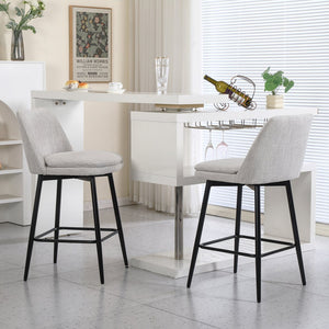 English Elm Counter Upholstered Swivel Bar Stools Set of 2 — Mid-Century Modern Comfort, 360° Rotation, Durable Metal Legs Off White W2200P233491
