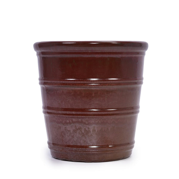 English Elm 3 Pieces Ceramic Flowerpot Set - Handcrafted Modern Planters In Bean Paste Red For Home & Garden W3273P321532