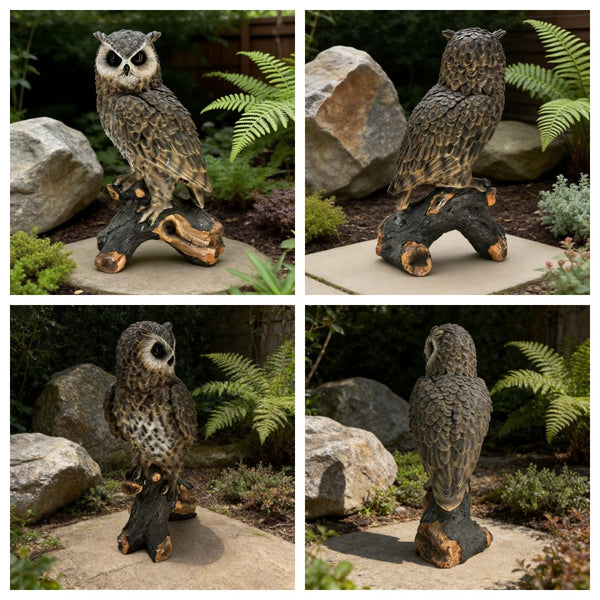 English Elm 18.98" Resin Owl Statue Hand-painted Weatherproof Garden Patio Sculptural Decor W5709P462778
