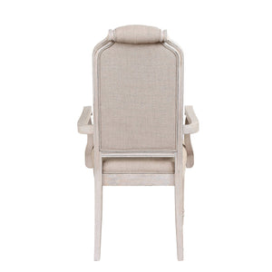 English Elm Beige Tufted Back Arm Chairs Set of 2 — Vintage-Inspired Upholstered Dining Accent Seating with Elegant Legs Champagne B062P186528