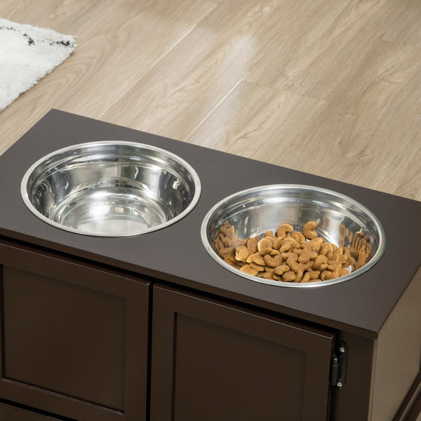 English Elm Pawhut Elevated Dog Feeder For Large Dogs With Hidden Storage & Stainless Steel Bowls - Modern Design W2225P173801-GIGA