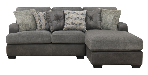 English Elm Wallace & Bay - Gray Modern Herringbone Right-Facing 2-Piece Sectional Sofa — Sanded Microfiber, Easy-Care, 99" Wide Comfort B361S00018