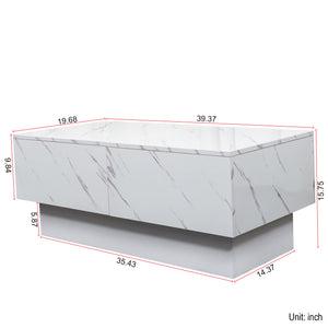 English Elm Coffee Table with Sliding Top and Hidden Storage, Extendable 57" Surface for Living Room Hosting White W331P270516