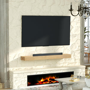 English Elm Fireplace Mantel - 48" Handcrafted Floating Wood Shelf With Rustic Aged Oak Finish For Display Decor T3210P391499