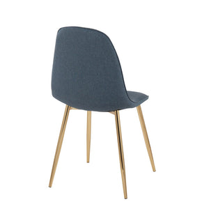 English Elm Pebble Contemporary Chairs Set Of 2 - Stylish Gold Steel Frame & Plush Blue Fabric For Any Room B202P223623-GIGA
