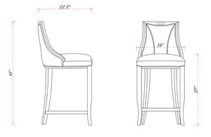English Elm Emperor Solid Beech Wood Upholstered Barstool with Faux Leather, Foam Cushion & Footrest, 27" Seat Height Cream B365P398059