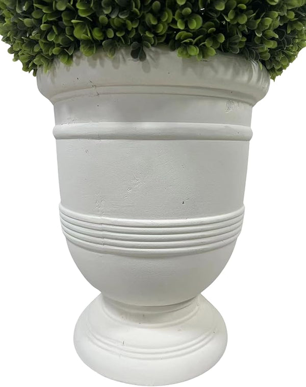 English Elm 24" Ball Topiary with Durable Magnesia Pot | Lifelike Faux Plant for Indoor & Outdoor Décor White W1550P288698