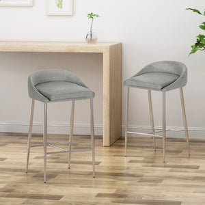English Elm Christopher Knight Home® - COUNTER Grey Upholstered Counter Stools 2pcs Set – Modern Curved Back, Chrome Base, 26" Seat Height 63450.00GRY
