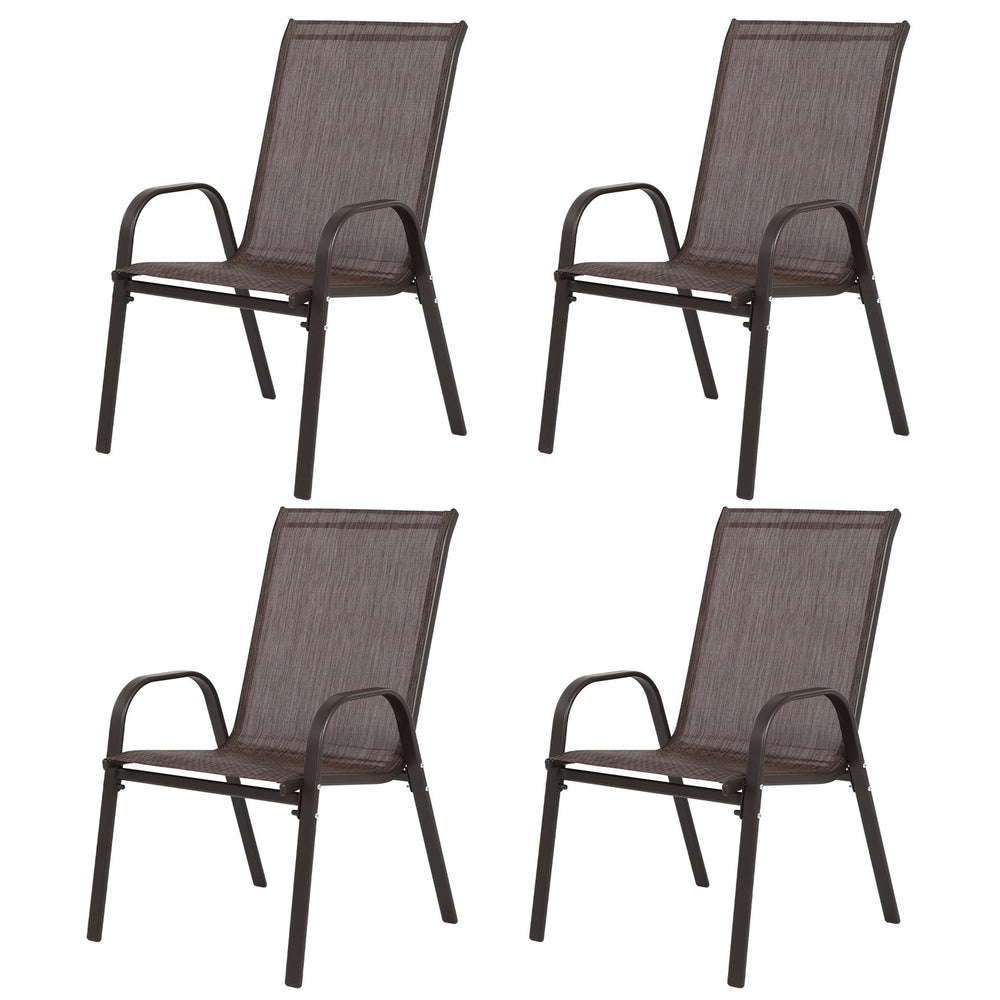 English Elm 4 Piece Patio Chairs Brown - Breathable Textilene, Powder-Coated Steel Frame, Compact Stackable Set of 4 W640P252258