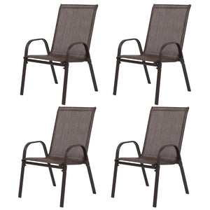 English Elm 4 Piece Patio Chairs Brown - Breathable Textilene, Powder-Coated Steel Frame, Compact Stackable Set of 4 W640P252258