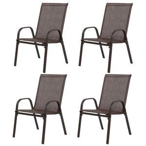 English Elm 8 Piece High Back Outdoor Patio Chairs Stackable Steel Frame Breathable Mesh Seating Set Brown W640P417202