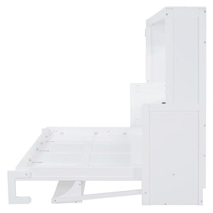 English Elm Queen Size Murphy Bed With Hydraulic Lift & Integrated Desk For Space-Saving Living Solutions N820S10033K-GIGA