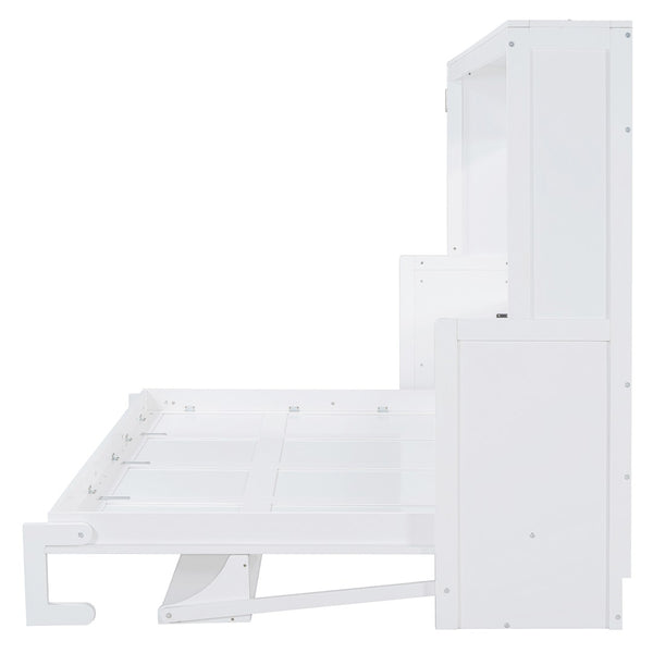 English Elm Queen Size Murphy Bed With Hydraulic Lift & Integrated Desk For Space-Saving Living Solutions N820S10033K-GIGA