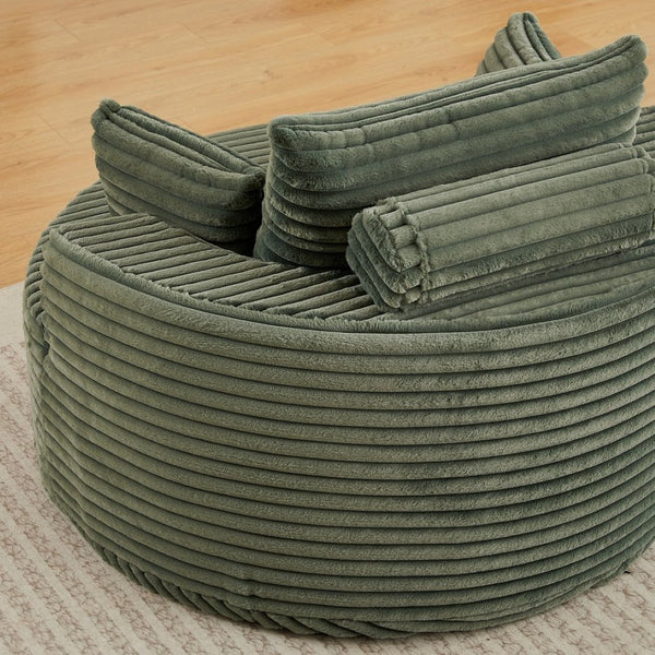 English Elm 50"l Corduroy Oversized Sleeper Chair with Neck Pillow Support for Lounge or Bedroom Green W834P405866