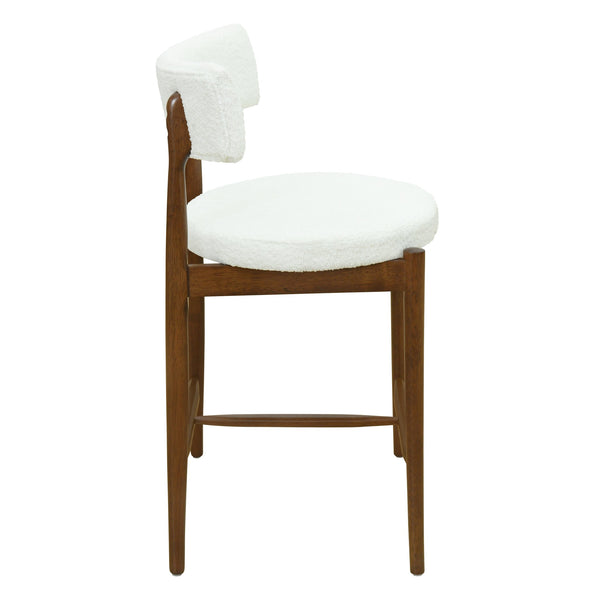 English Elm Christopher Knight Home® - Mid Century Modern Counter Stools Set Of 2 - Stylish Walnut Frame With Plush Beige Boucle Seats N771P205427T