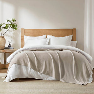 English Elm 1-piece King Cotton Woven Blanket Oeko-tex Certified Lightweight Layering Bedding Beige B035P408741