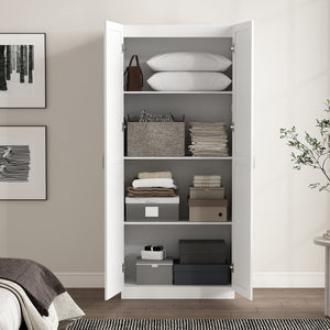 English Elm Cornelia Modern Storage Closet 2.0 White — Tall MDF Cabinet, 4 Adjustable Shelves, Soft-Close Doors B365P398549