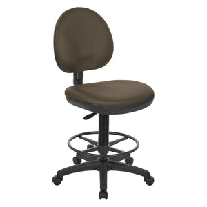 OSP Home Furnishings Sculptured Ergonomic Drafting Chair with Lumbar Support Padded Seat and Adjustable Footring Java DC550-R102