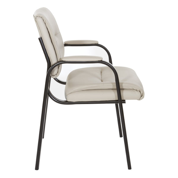 OSP Home Furnishings Guest Chair Faux Leather Office Visitor Seat with Padded Arms and Steel Frame Support Taupe FL10274-U21