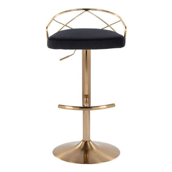 English Elm Adjustable Swivel Barstools Mid-century Modern Walnut and Cream Faux Leather Set of 2 Black B202S02170