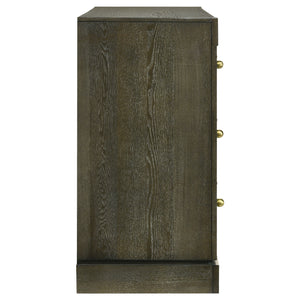 English Elm Sundance Six-Drawer Dark Cocoa Dresser Cabinet with Brass Knobs, Solid Wood Drawer Boxes, 61"W B062P378394