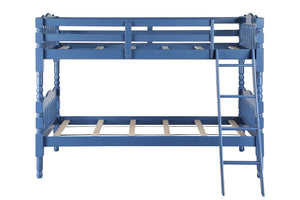 English Elm Homestead Twin/Twin Bunk Bed with Convertible Stacked or Separate Design, Solid Slat System, 330lb Capacity Dark Blue 80 L x 12 W x 5 H B2726S00345