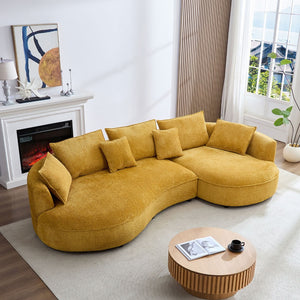 English Elm Oversized Boucle Cloud Sectional with Right Chaise Five Seat Curved Living Room Sofa W876S00321