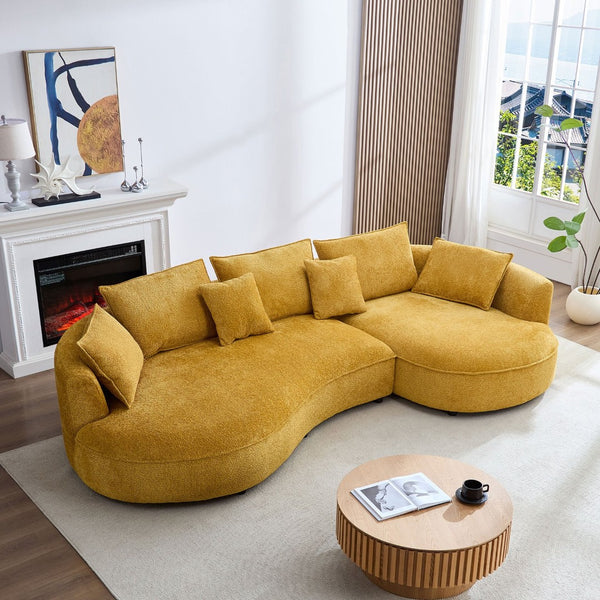 English Elm Oversized Boucle Cloud Sectional with Right Chaise Five Seat Curved Living Room Sofa W876S00321