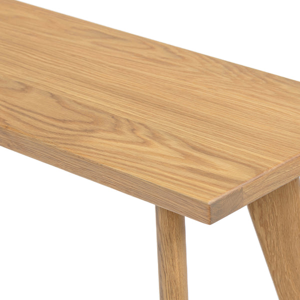 English Elm Jennifer Taylor Home - Capri Solid Red Oak Wood Bench 41.5" – Handcrafted Mid-Century Tapered Legs, Slim Space-Saving Seat Brown B2719P395573