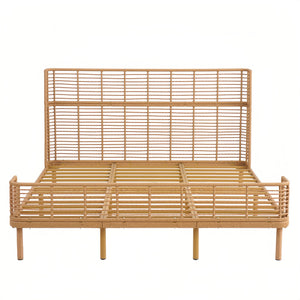 English Elm Christopher Knight Home® - California King Handcrafted PE Wicker Bed with Wingback Headboard, Metal Frame Support, Breathable Design N758P294474N