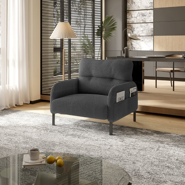 English Elm United We Win Corduroy Accent Chair Wide Seat Foam Cushion Living Room Lounge Gray W1568P386154