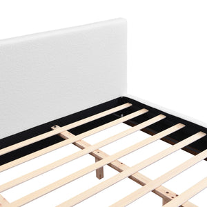 English Elm Christopher Knight Home® - Elegant White Boucle Upholstered Bed Frame King — Solid Wood Base, 12 Slats, 800 lb Support, Easy Assembly N769K348227A