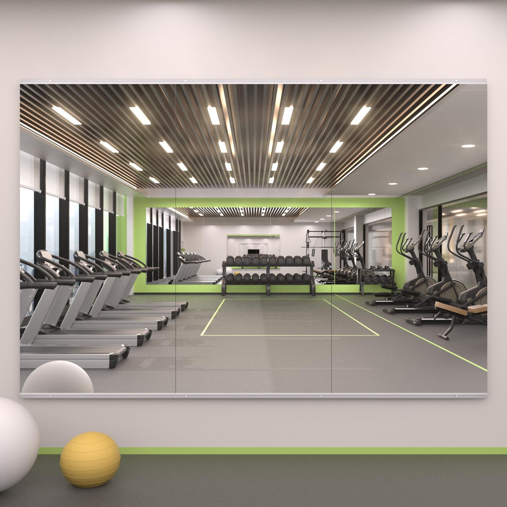 English Elm 48x24 Tempered Glass 3-Pack Home Gym Mirror Wall-Mounted Framed Silver HD Shatterproof Reflection T3757P347056