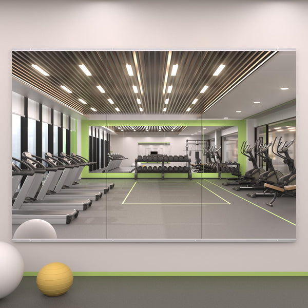 English Elm 48x24 Tempered Glass 3-Pack Home Gym Mirror Wall-Mounted Framed Silver HD Shatterproof Reflection T3757P347056