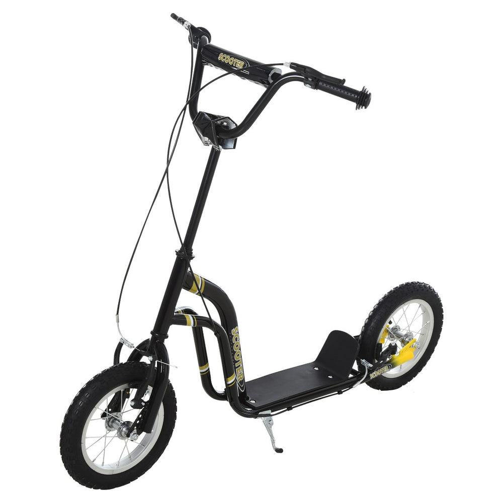English Elm Aosom Youth Scooter Steel Frame Dual Caliper Brakes Inflatable Tire Kids Ride Black W2225P217067