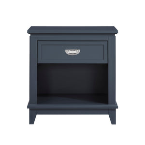 English Elm Navy Blue Nightstand with Drawer & Open Shelf, Dovetail Construction, Nickel Ring Pulls, No Assembly Required B011P365520