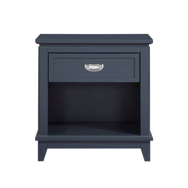 English Elm Navy Blue Nightstand with Drawer & Open Shelf, Dovetail Construction, Nickel Ring Pulls, No Assembly Required B011P365520