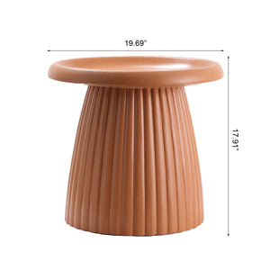 English Elm Light Coffee Magnesium Oxide Round Accent Table Fluted Column Base Seamless Form W5351P463101