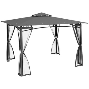 English Elm Outsunny 10' X 12' Double Roof Gazebo With Netting - Elegant Outdoor Canopy For Backyard Comfort W2225P174135-GIGA
