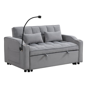 English Elm Modern Velvet Convertible Loveseat Sleeper Sofa with Reclining Backrest for Small Spaces W311P195252