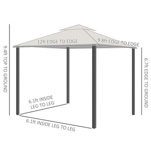 English Elm Outsunny 10' X 12' Double Roof Gazebo With Netting - Elegant Outdoor Canopy For Backyard Comfort W2225P174135-GIGA