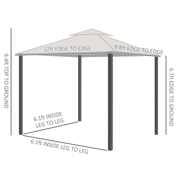 English Elm Outsunny 10' X 12' Double Roof Gazebo With Netting - Elegant Outdoor Canopy For Backyard Comfort W2225P174135-GIGA