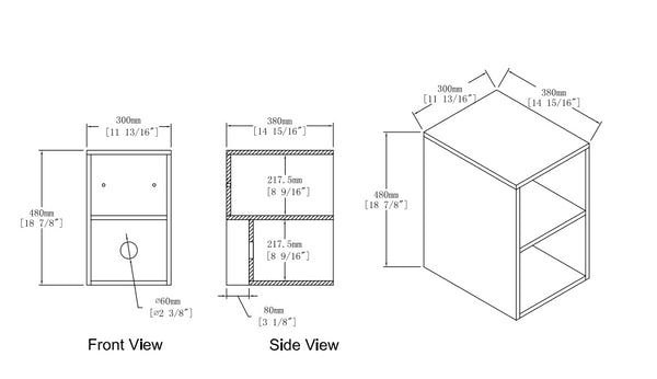 English Elm 12 Rustic Plywood Wall Shelf with Two Open Compartments, Water-Resistant Melamine, Easy Clean Design Imitative Oak W999P317927