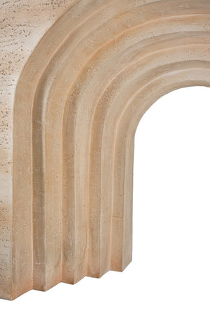 English Elm 32.3x14.2x29.9" Arched Sculptural Console Faux Travertine Stone Entryway Table W2078P442934